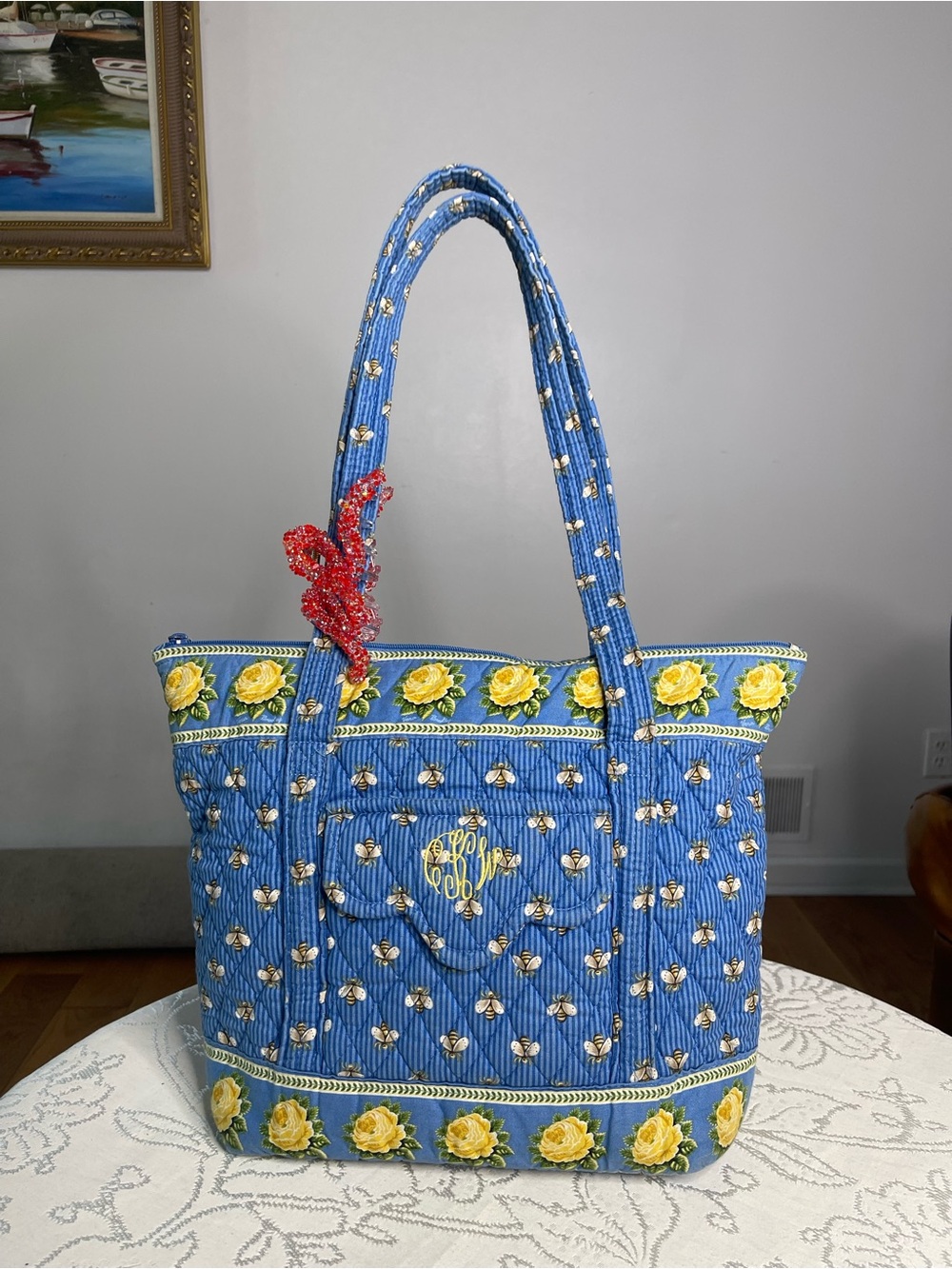 Rare Vintage Vera Bradley “Bees” Quilted Tote Bag 🐝